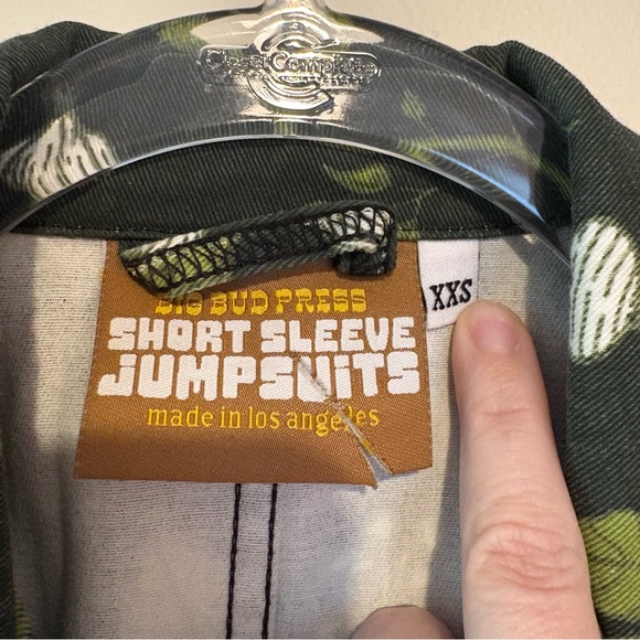 Big Bud Press BBP Green Floral Mushroom Jumpsuit Coverall XXS - Picture 4 of 10